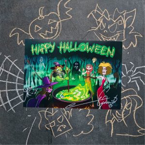 Открытка HALLOWEEN Ведьмы с автографом Авторов