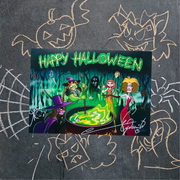 Открытка HALLOWEEN Ведьмы с автографом Авторов